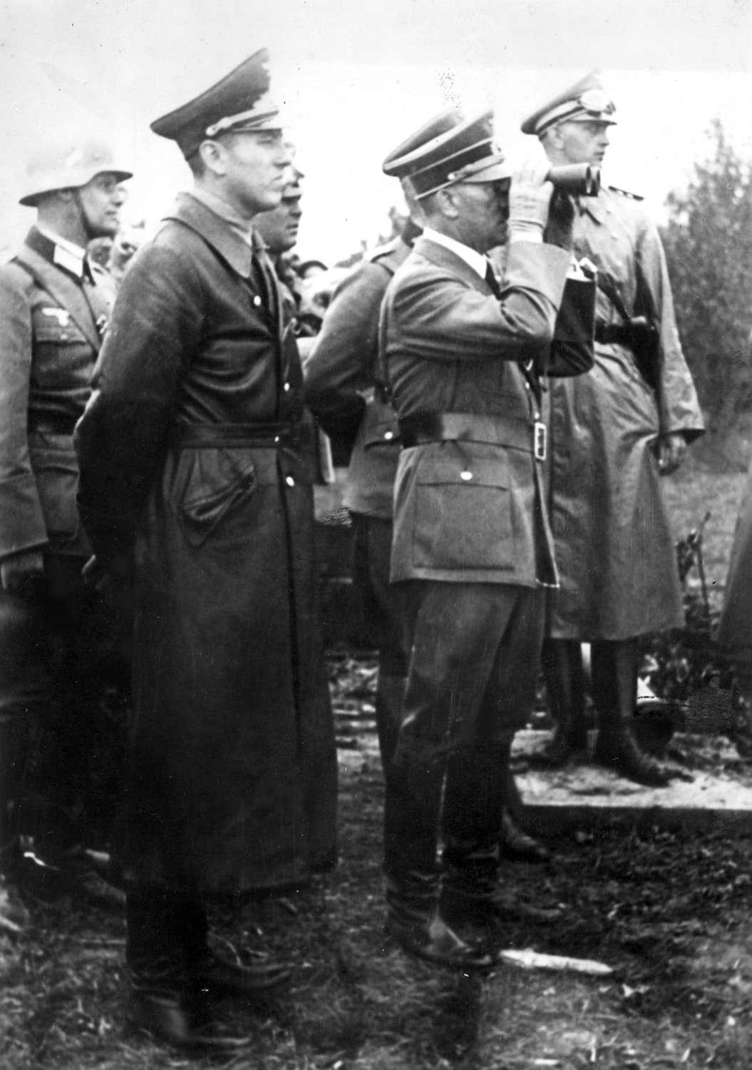 Adolf Hitler observes the town of Gdańsk, with Albert Forster beside him